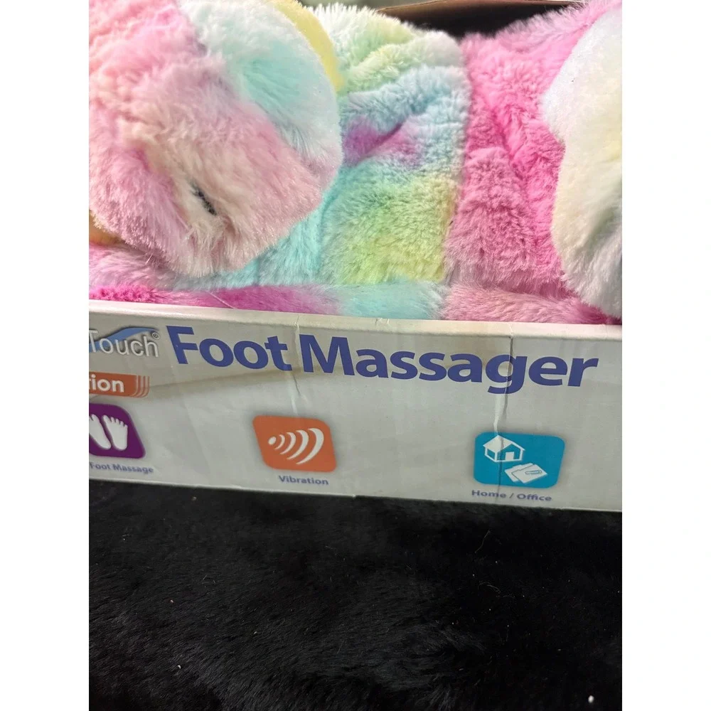 HealthTouch Unicorn Foot Massager Rainbow Tie Dye Plush Vibrating New